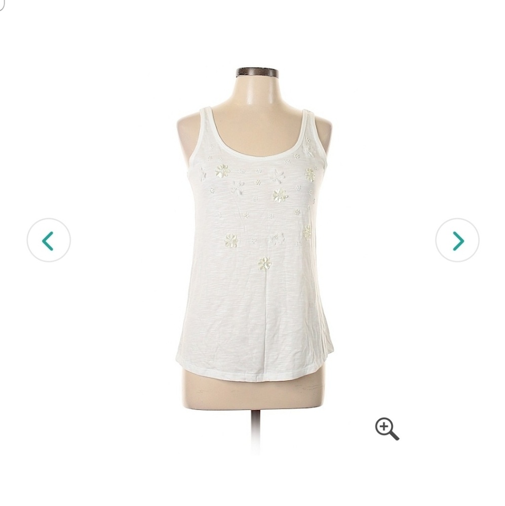 Chelsea & Theodore Beaded White Tank Top